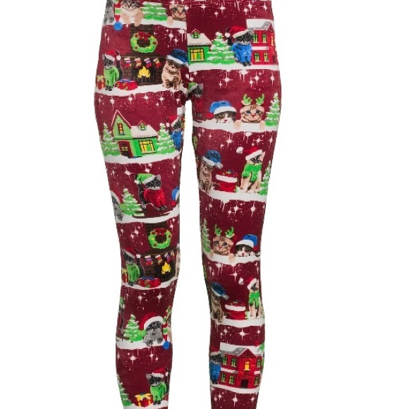 No Boundaries Juniors Christmas Velour Leggings; size: juniors large(11-13) - Picture 2 of 3